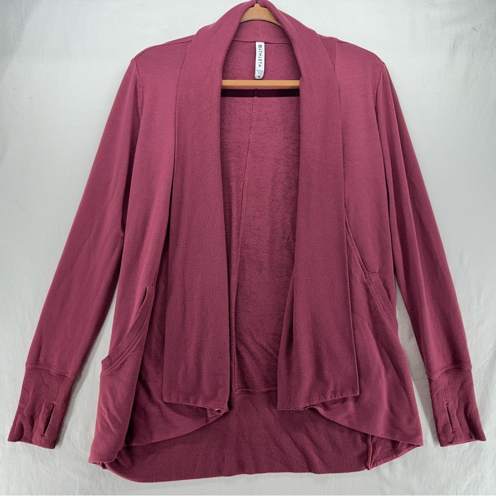 Athleta Pranayama Wrap‎ Cardigan Open Front Long Cozy Soft Shawl Rose Size XS